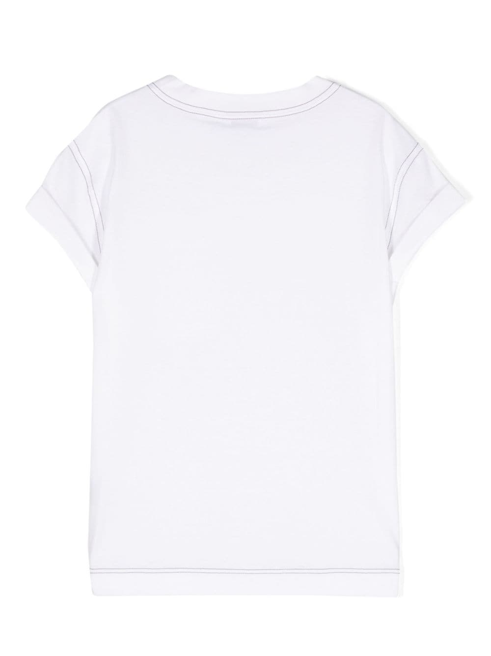 Brunello Cucinelli Kids logo-embroidered cotton T-shirt - Wit