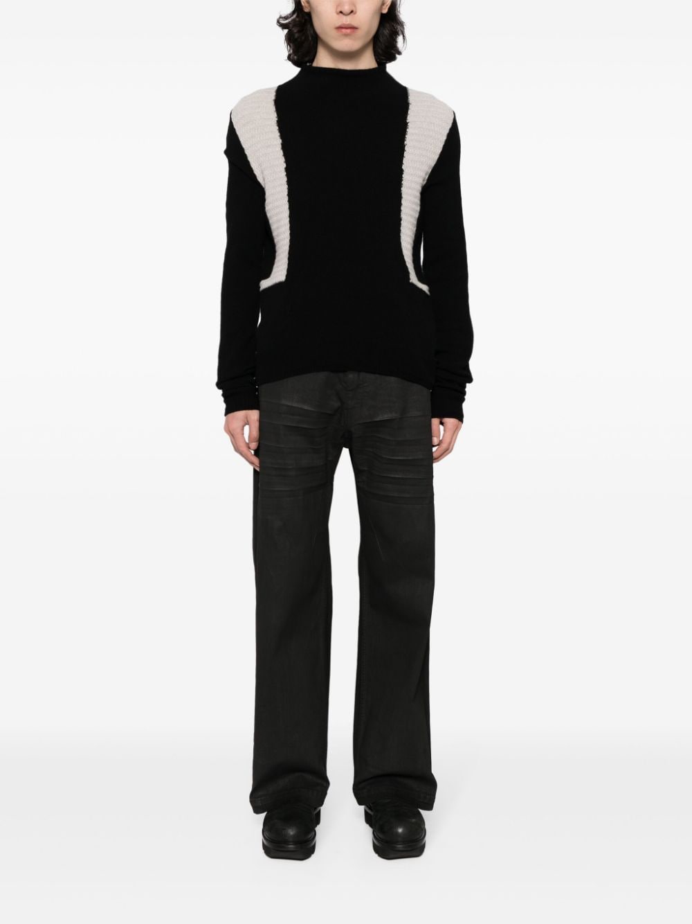 Rick Owens whiskering-effect cropped jeans - Zwart