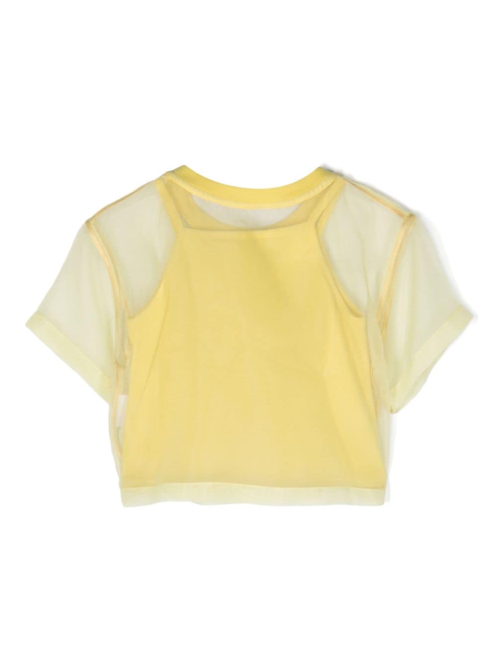 Elisabetta Franchi La Mia Bambina Semi-doorzichtig T-shirt met geborduurd logo - Geel