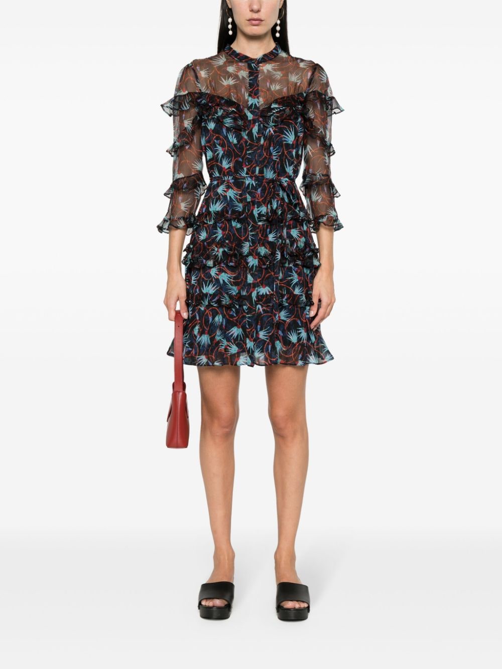 Saloni Mini-jurk met abstracte print - Blauw