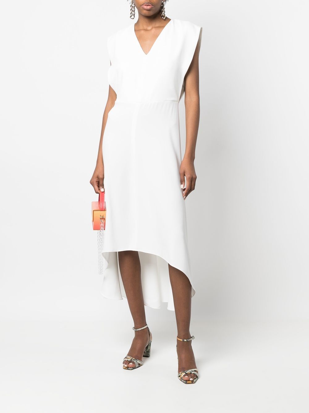 Yves Salomon Midi-jurk met V-hals - Wit