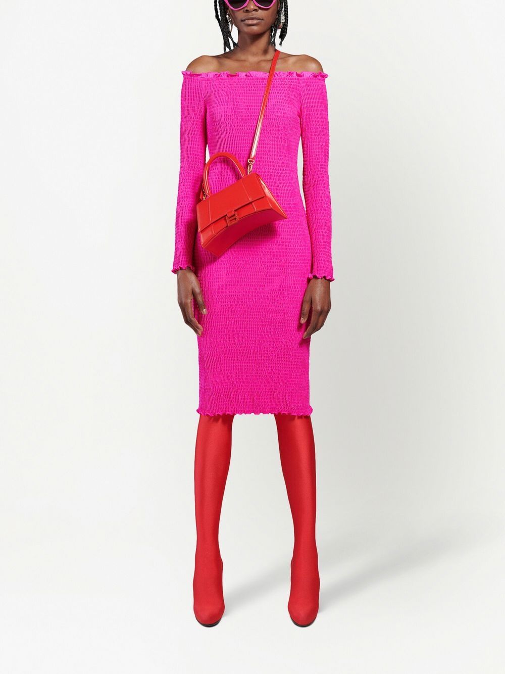 Balenciaga Off-shoulder midi-jurk - Roze