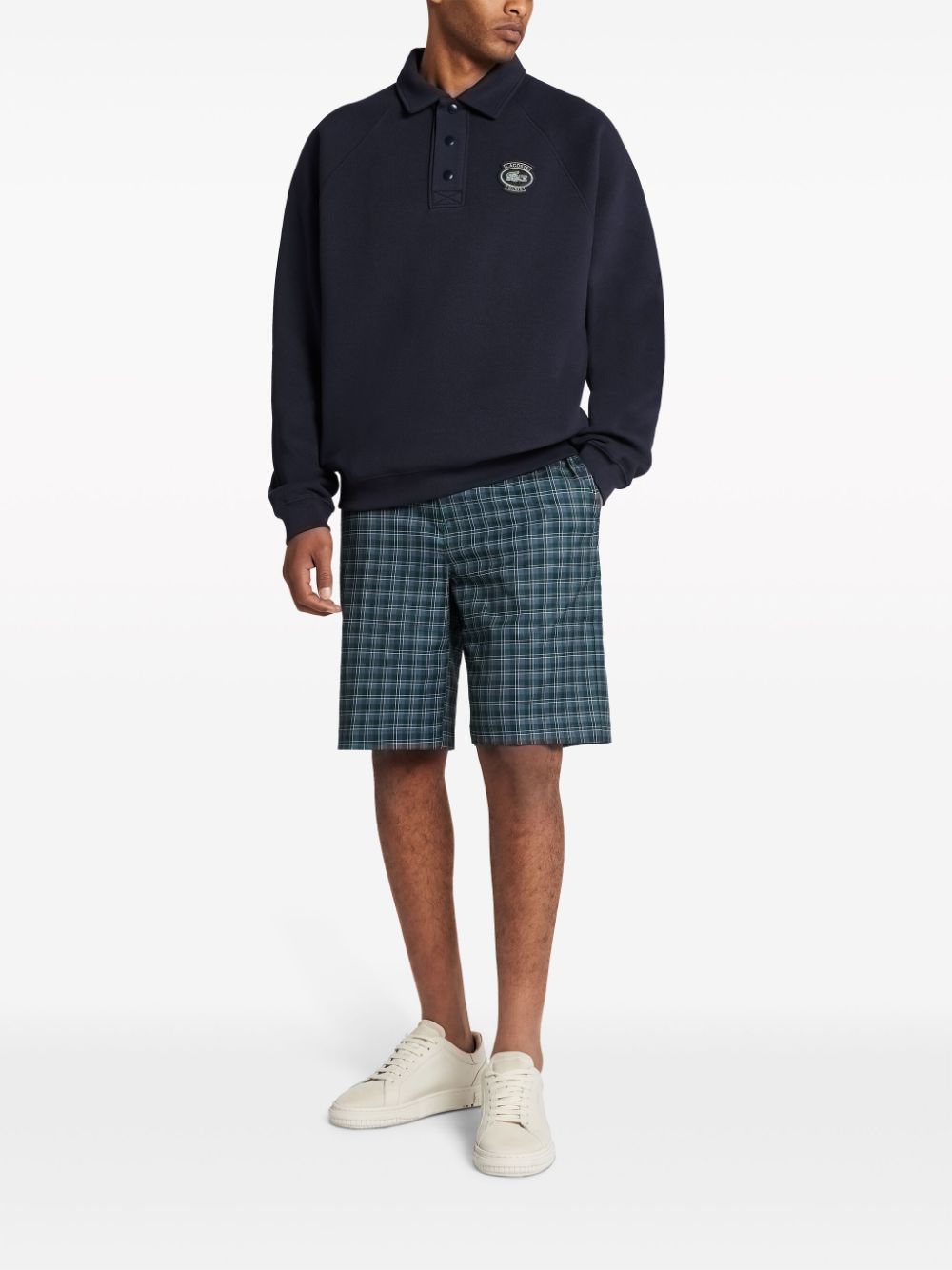 Lacoste checkered elasticated bermuda shorts - Blauw