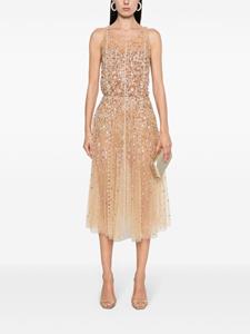 Elisabetta Franchi Midi-jurk verfraaid met pailletten - Beige