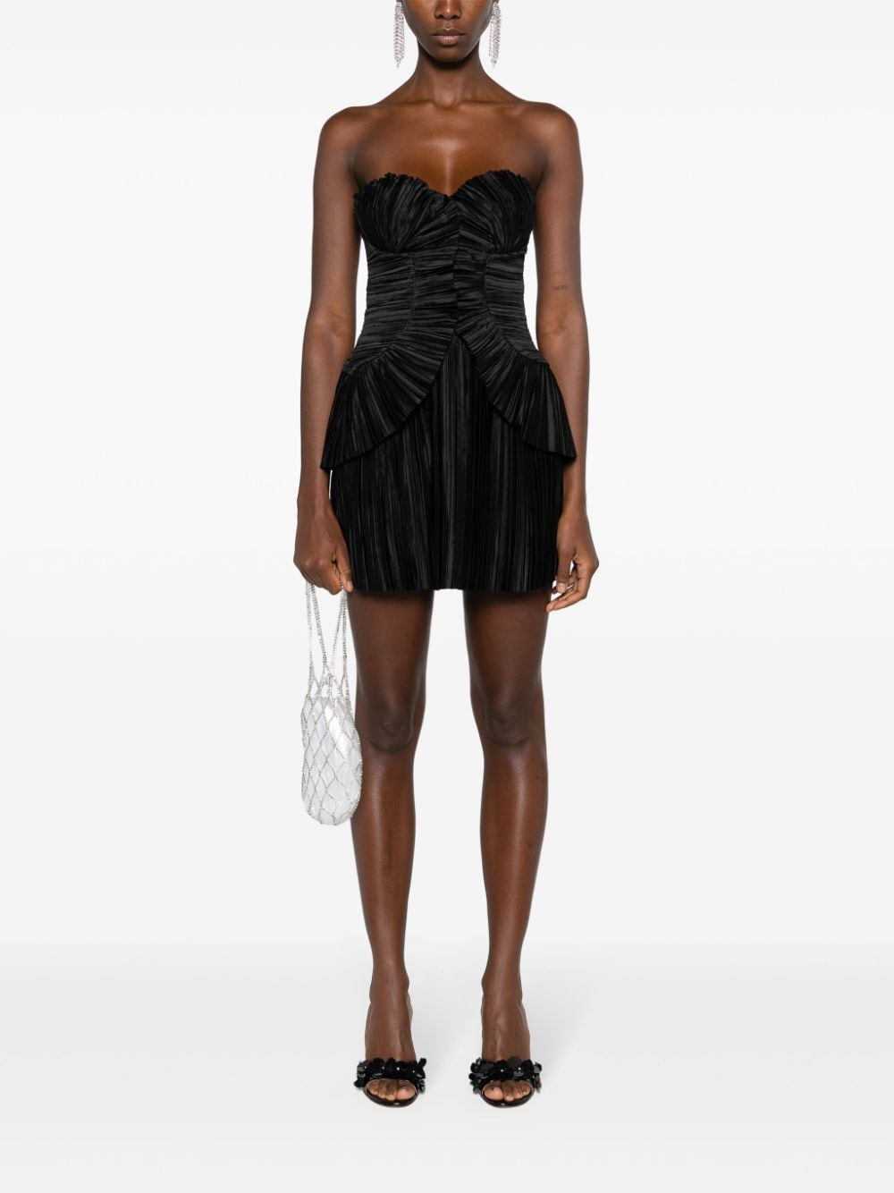 Cult Gaia Plissé mini-jurk - Zwart