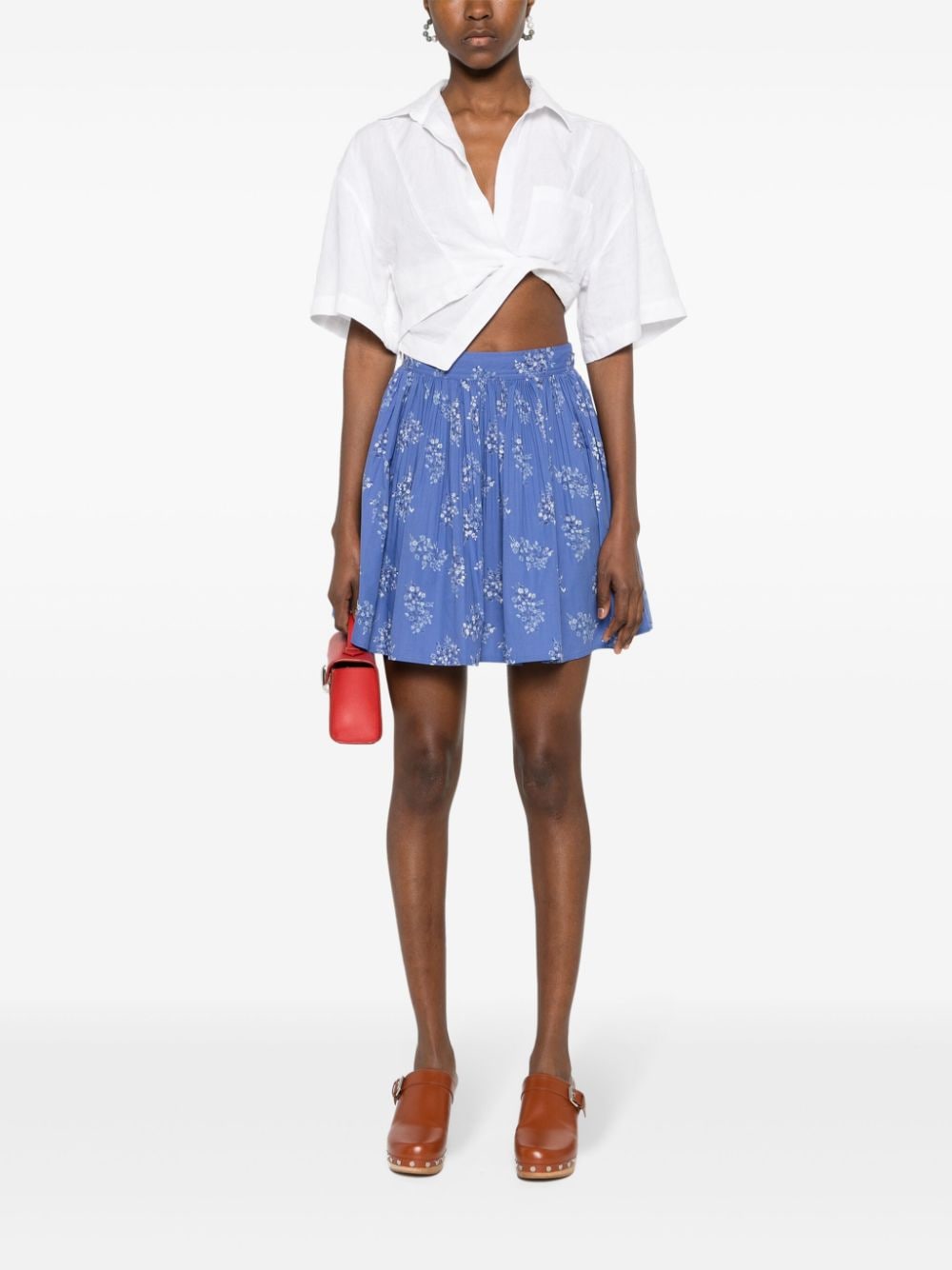 Polo Ralph Lauren floral-print pleated mini skirt - Blauw