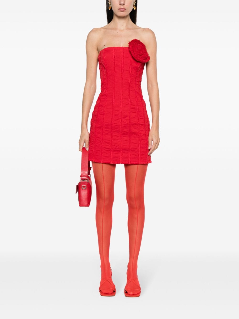 Blumarine strapless denim mini dress - Rood