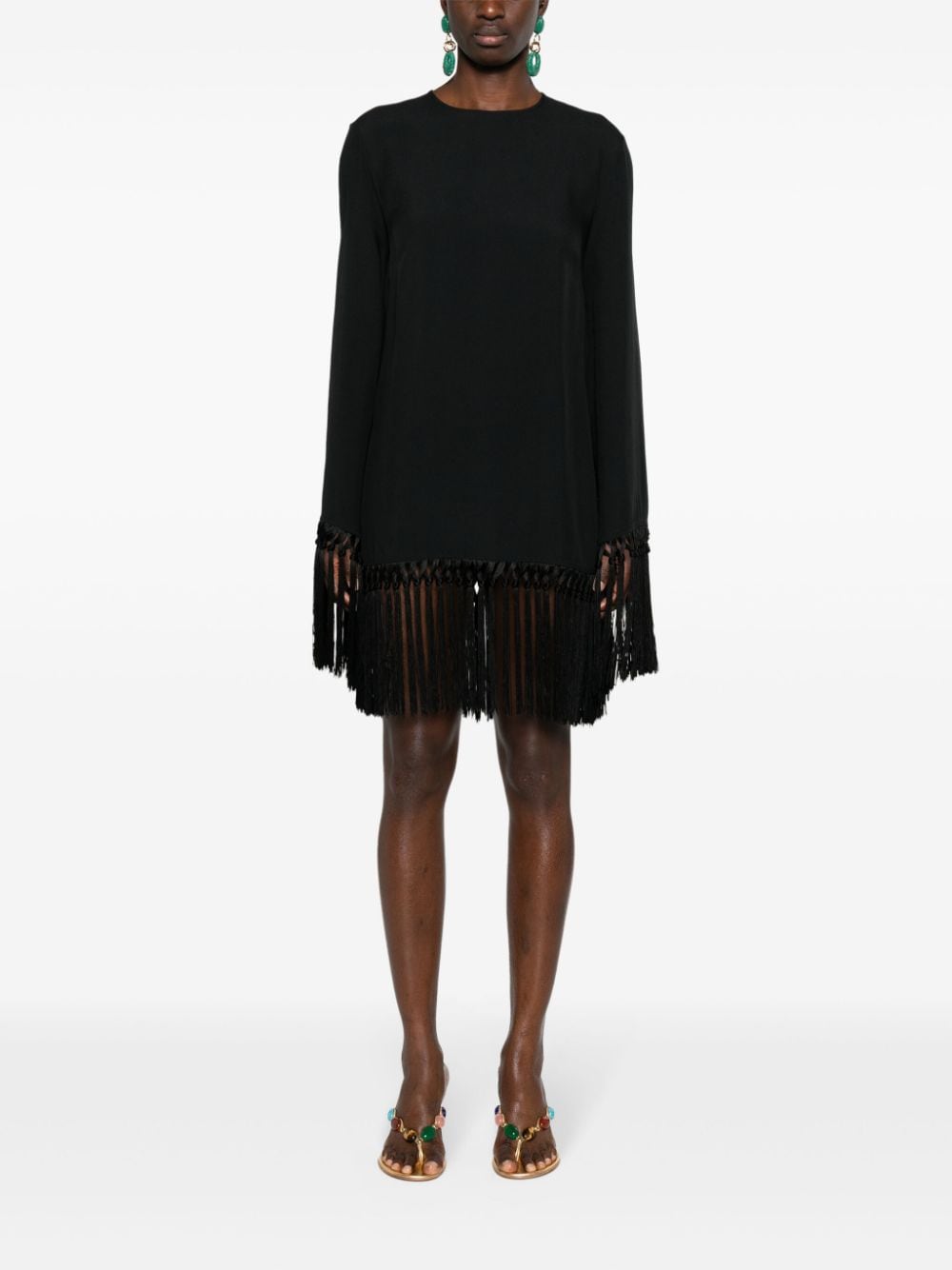 Taller Marmo Mini-jurk met franje - Zwart