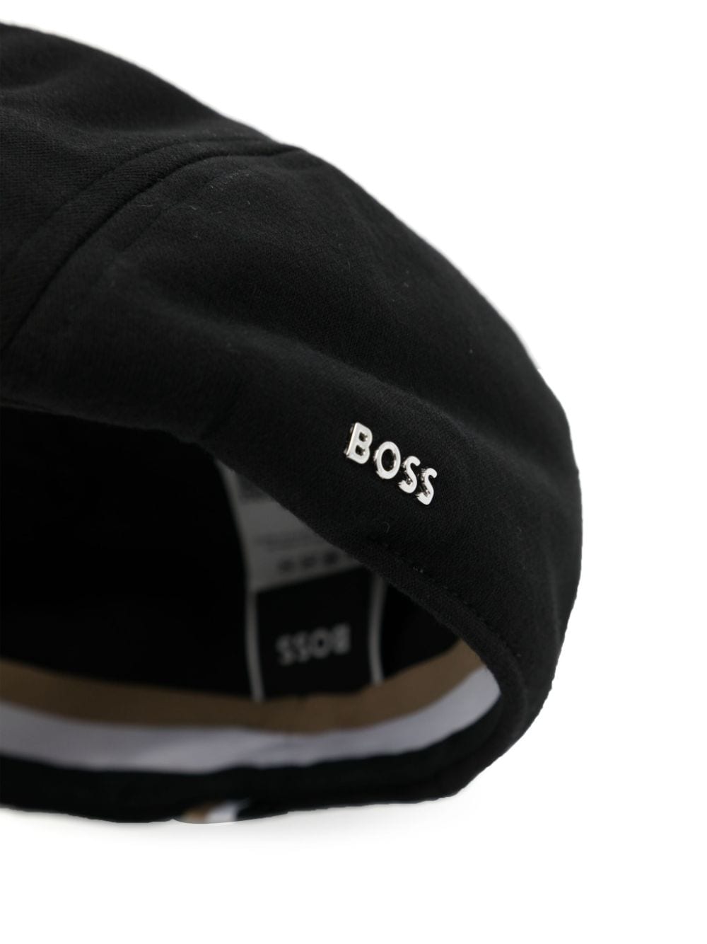 BOSS logo-lettering cotton flat cap - Zwart