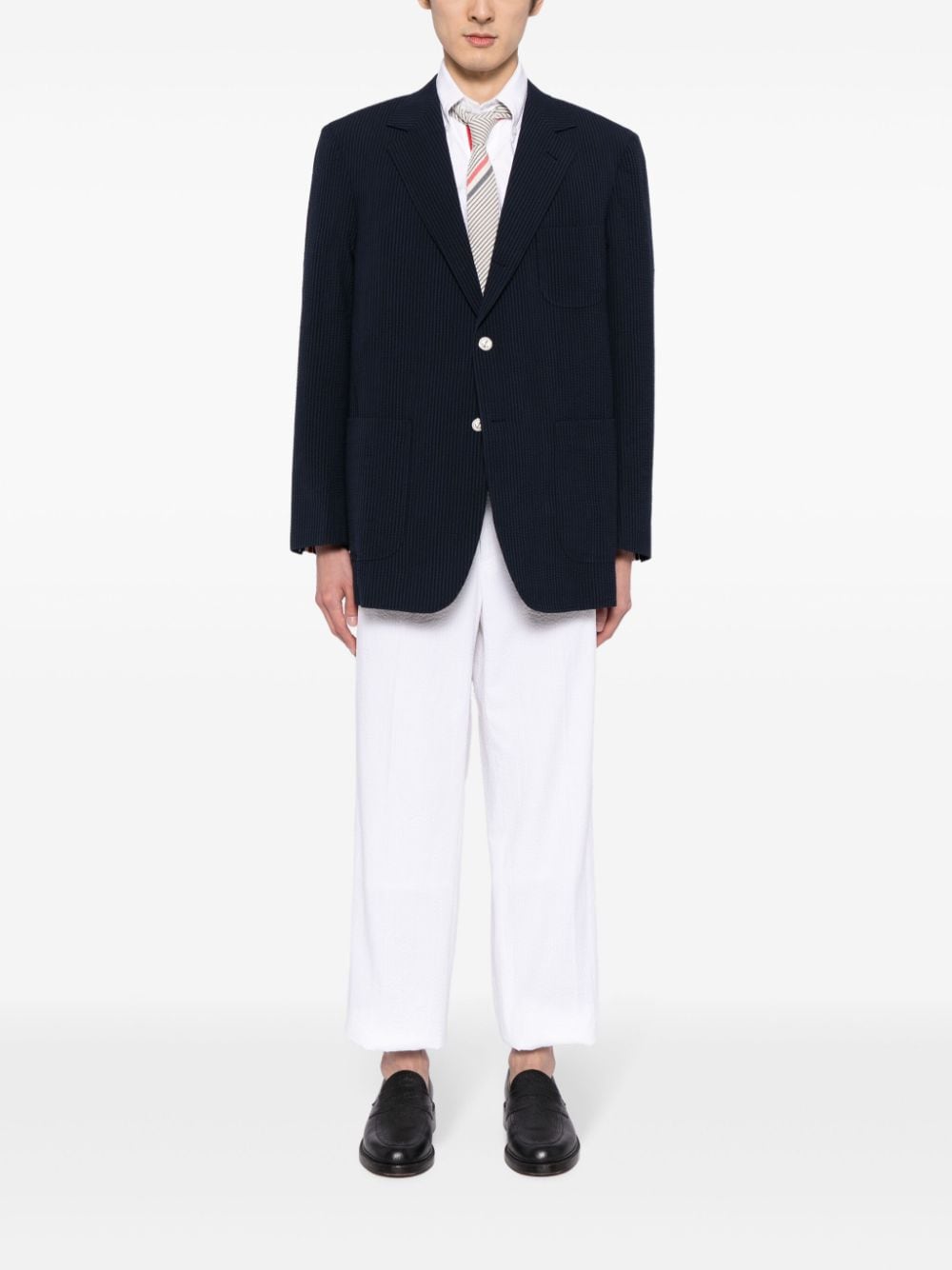 Thom Browne pressed-crease cotton trousers - Wit