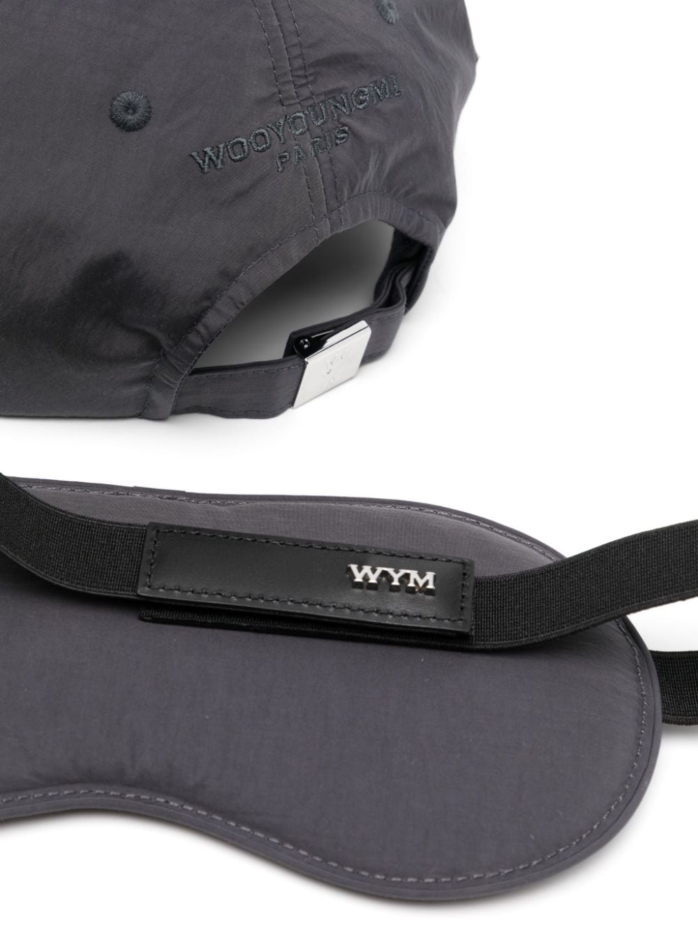Wooyoungmi logo-embroidered taffeta hat set - Grijs