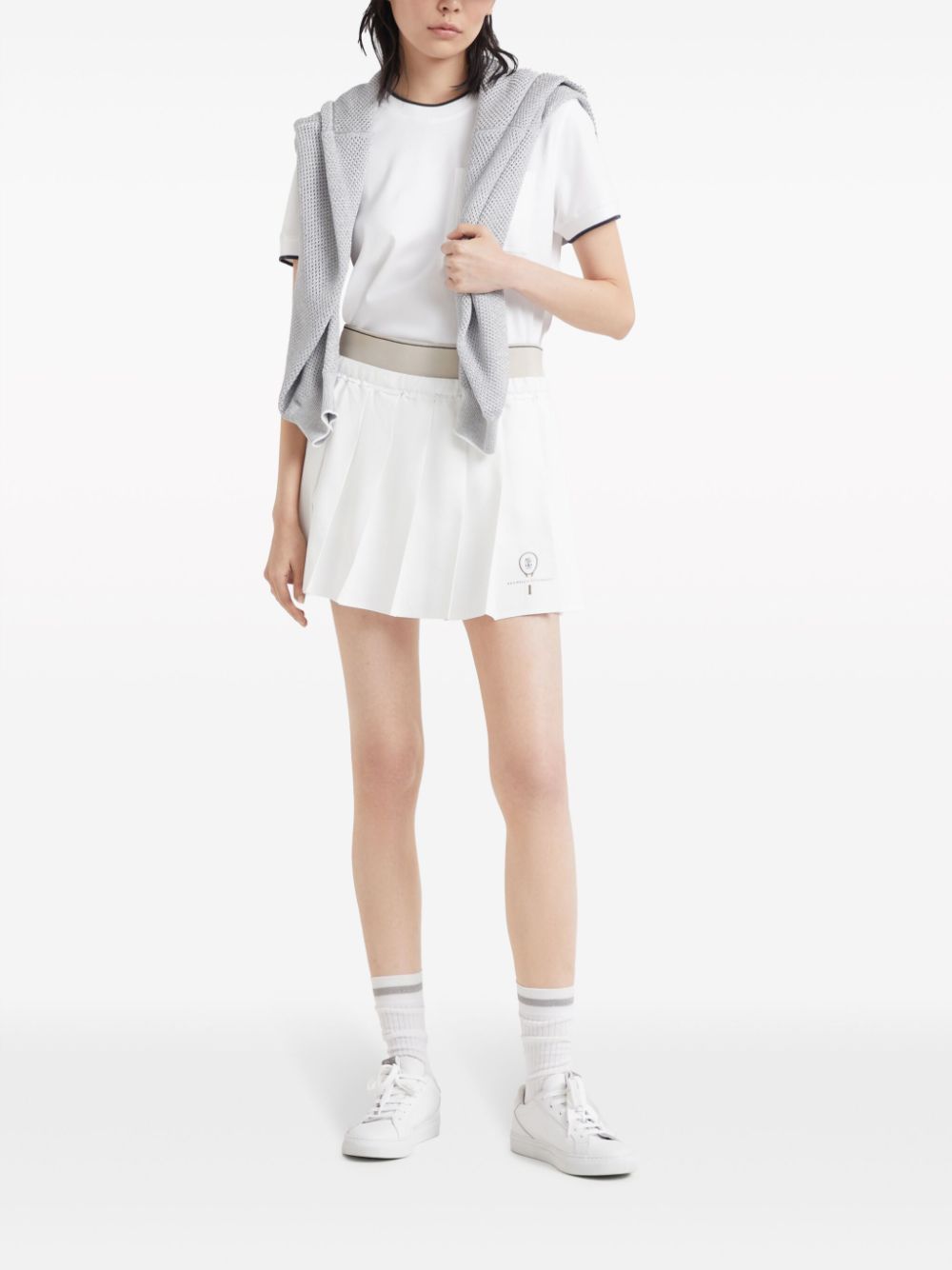 Brunello Cucinelli Mini-rok met geborduurd logo - Wit