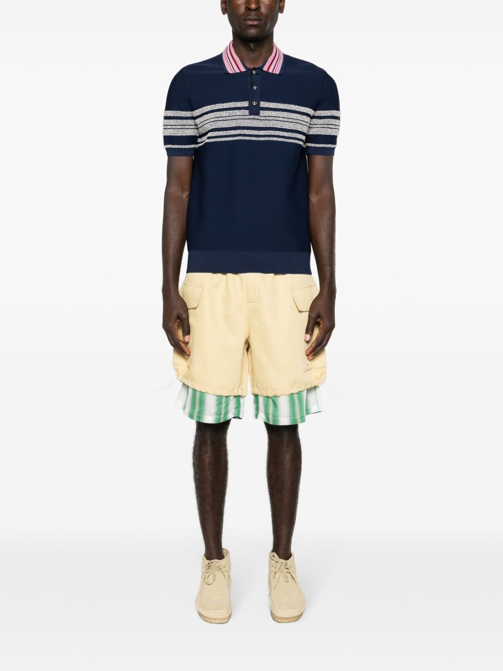 Wales Bonner layered twill cargo shorts - Geel