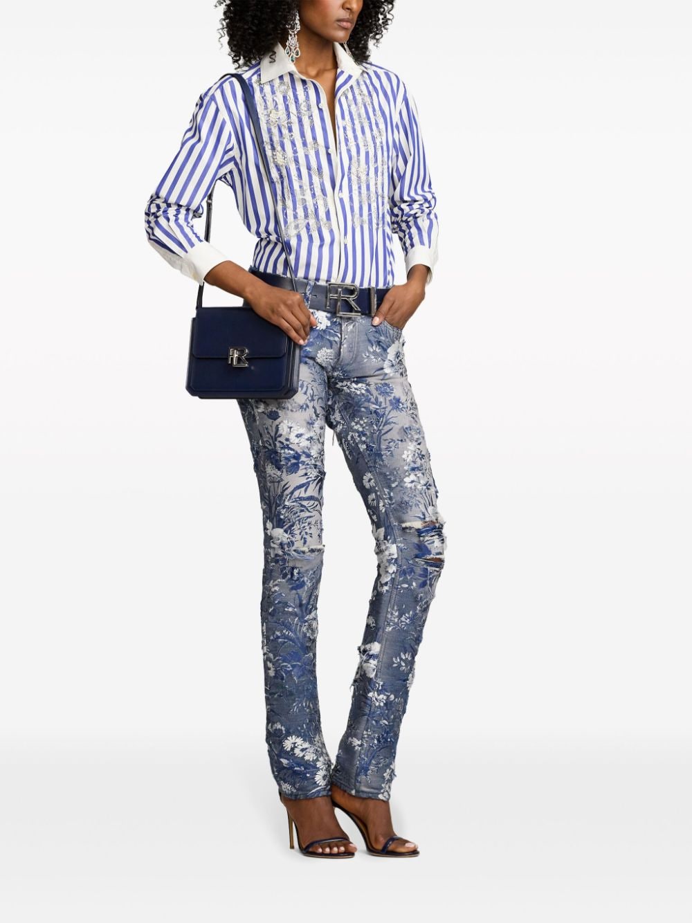 Ralph Lauren Collection 160 jeans met bloemenjacquard - Blauw