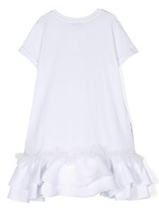 TWINSET Kids Mini-jurk met logoplakkaat en strik - Wit