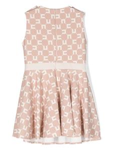 Elisabetta Franchi La Mia Bambina Crêpe jurk met monogram-print - Beige