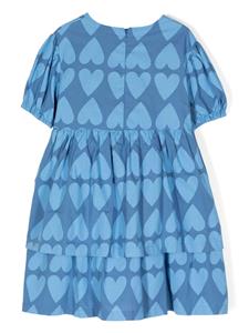JELLYMALLOW Katoenen jurk met hartprint - Blauw