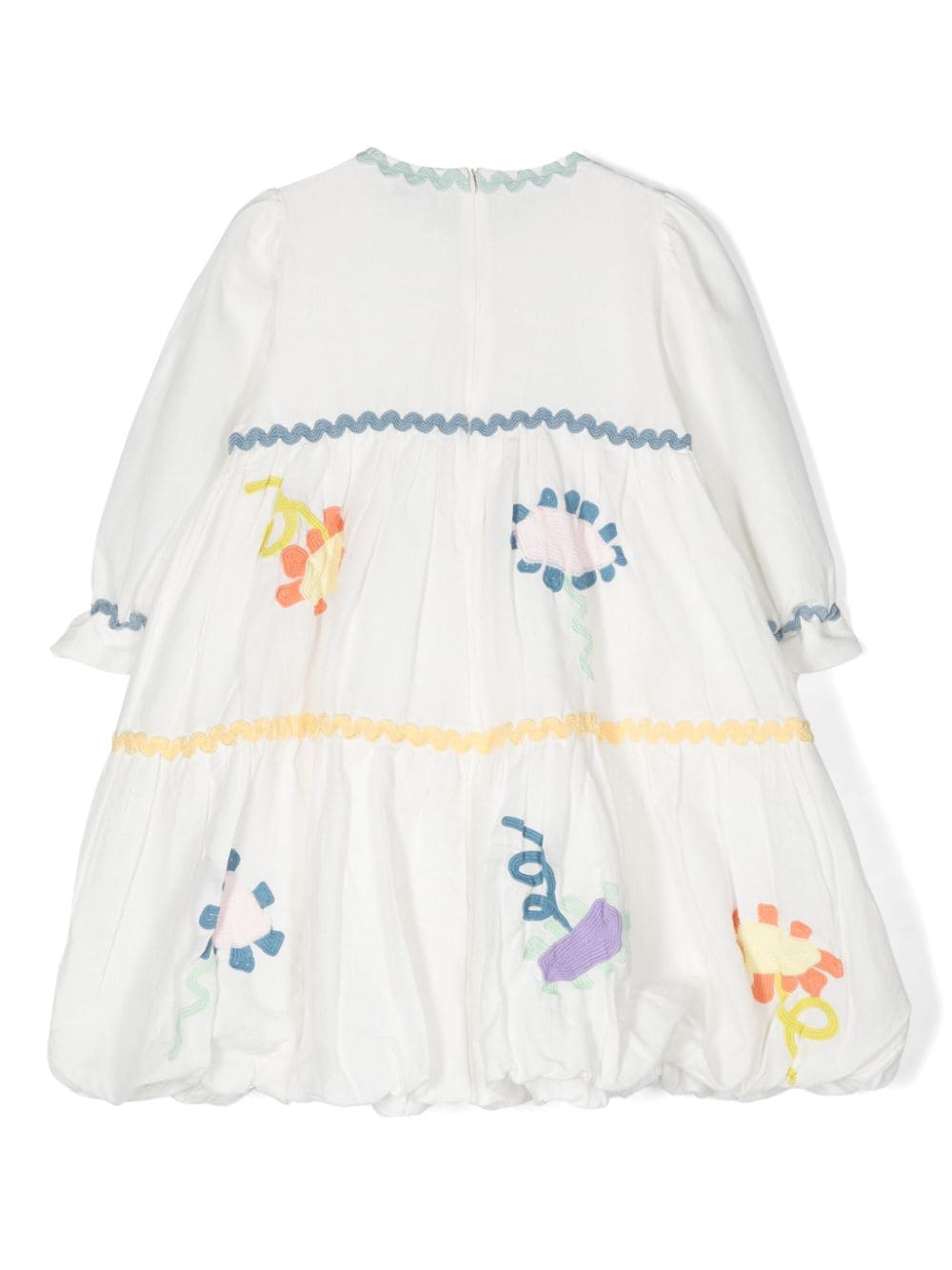 Stella McCartney Kids floral-embroidery linen cotton dress - Wit