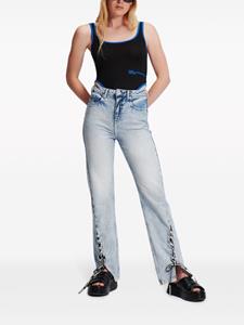 Karl Lagerfeld Jeans High waist jeans met veters - Blauw