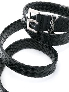 Saint Laurent Cassandre geweven leren riem - Zwart