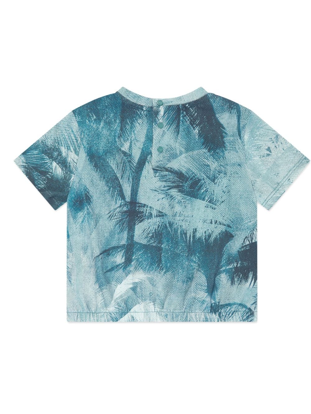 Emporio Armani Kids palm tree-print cotton T-shirt - Blauw