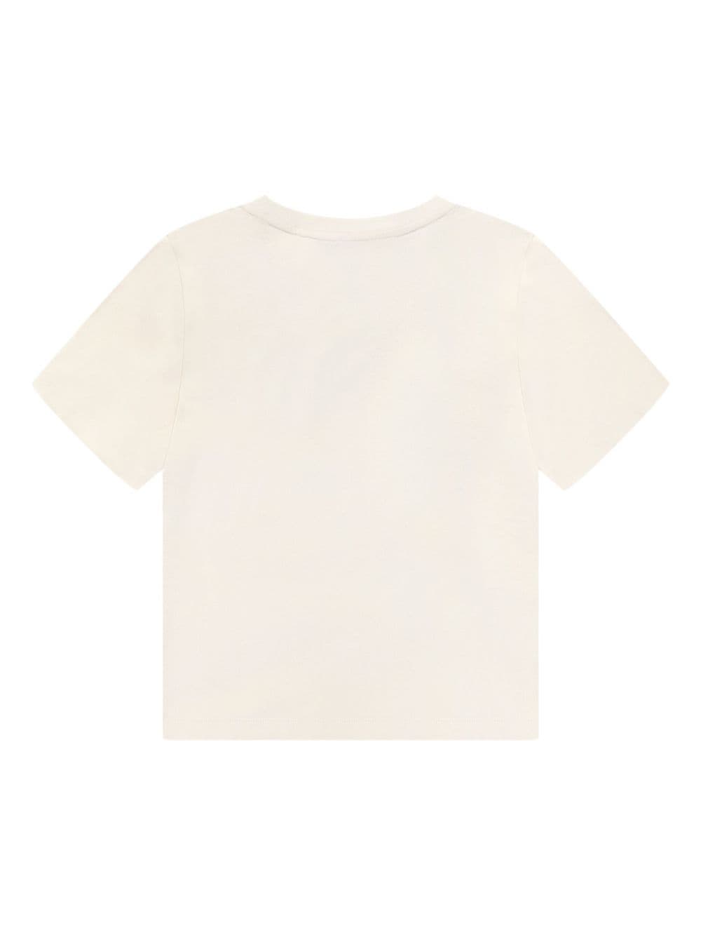 Emporio Armani Kids Katoenen T-shirt met logoprint - Beige