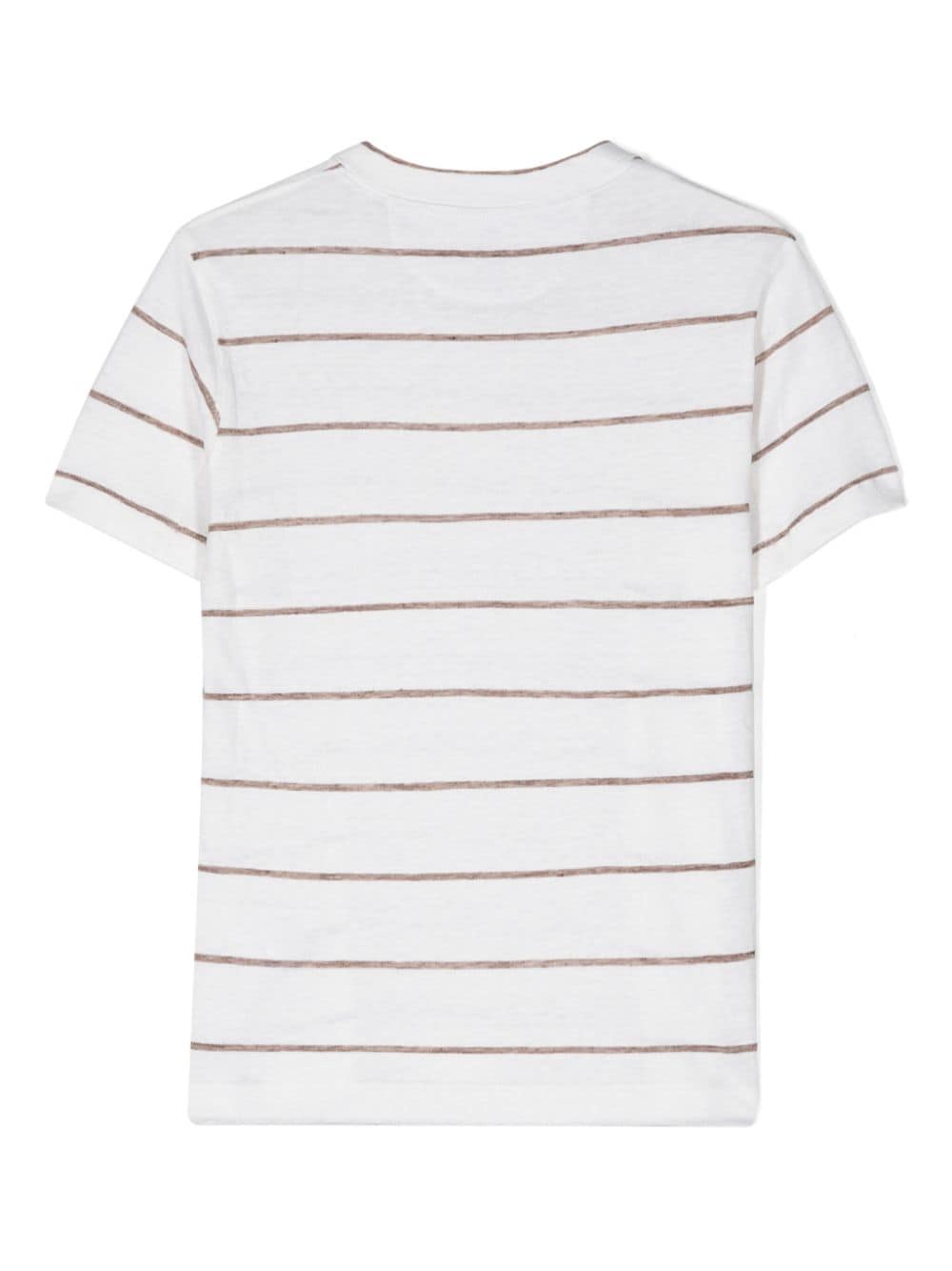 Brunello Cucinelli Kids linen cotton striped T-shirt - Wit