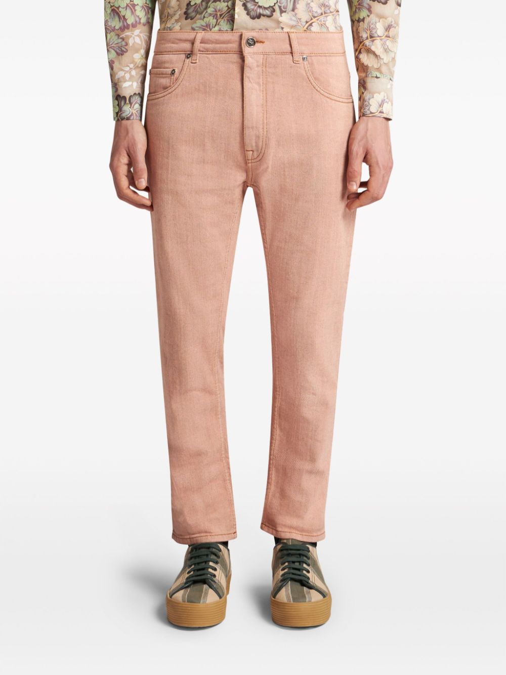 ETRO Mid waist jeans met borduurwerk - Roze