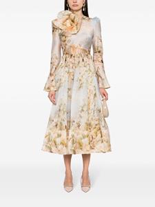 ZIMMERMANN Midi-jurk met bloemenpatch - Beige