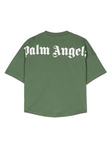Palm Angels Kids Katoenen T-shirt met logoprint - Groen