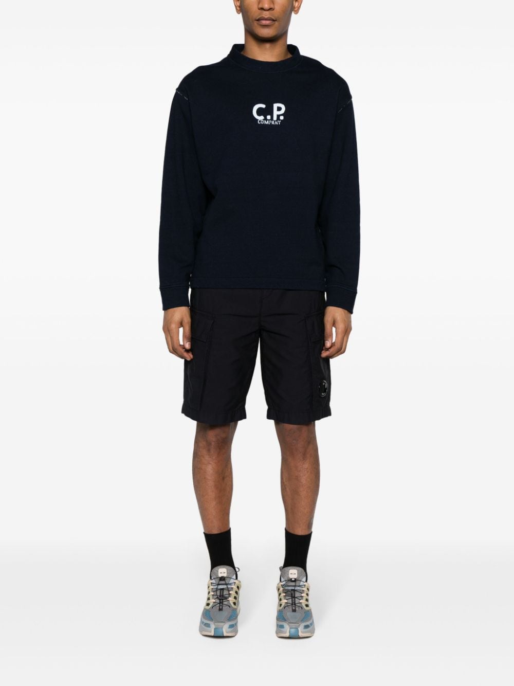 C.P. Company Sweater met logoprint - Blauw