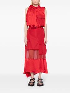 Sacai Asymmetrische rok met doorzichtige vlakken - Rood