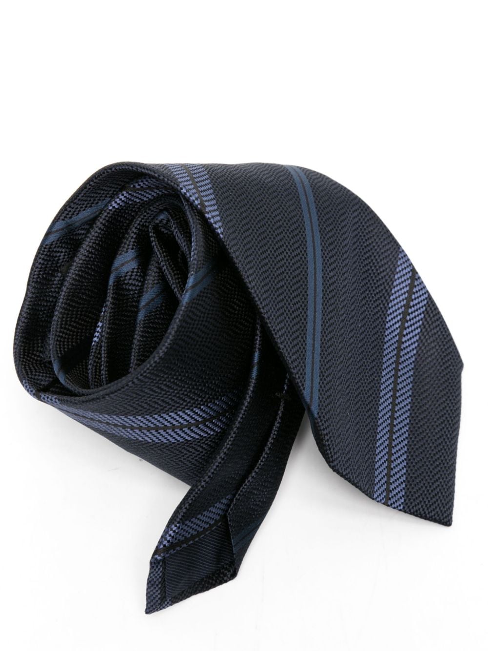 TOM FORD striped-jacquard silk tie - Blauw