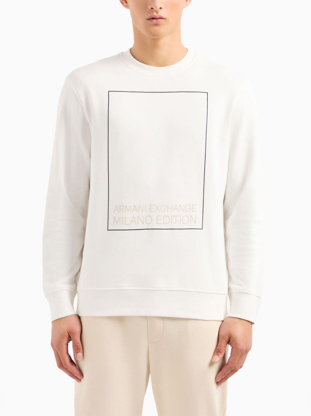 Armani Exchange Sweater met logoprint - Wit