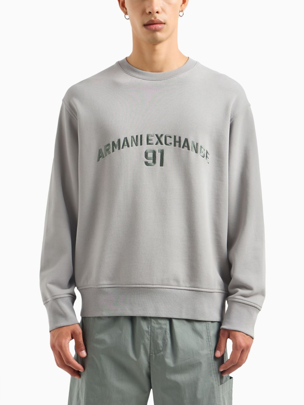 Armani Exchange Sweater met geborduurd logo - Grijs