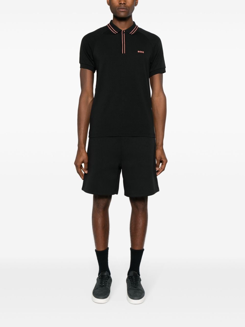 BOSS Poloshirt met logo-applicatie - Zwart