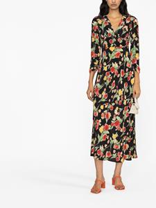 Rixo Midi-jurk met bloemenprint - Zwart