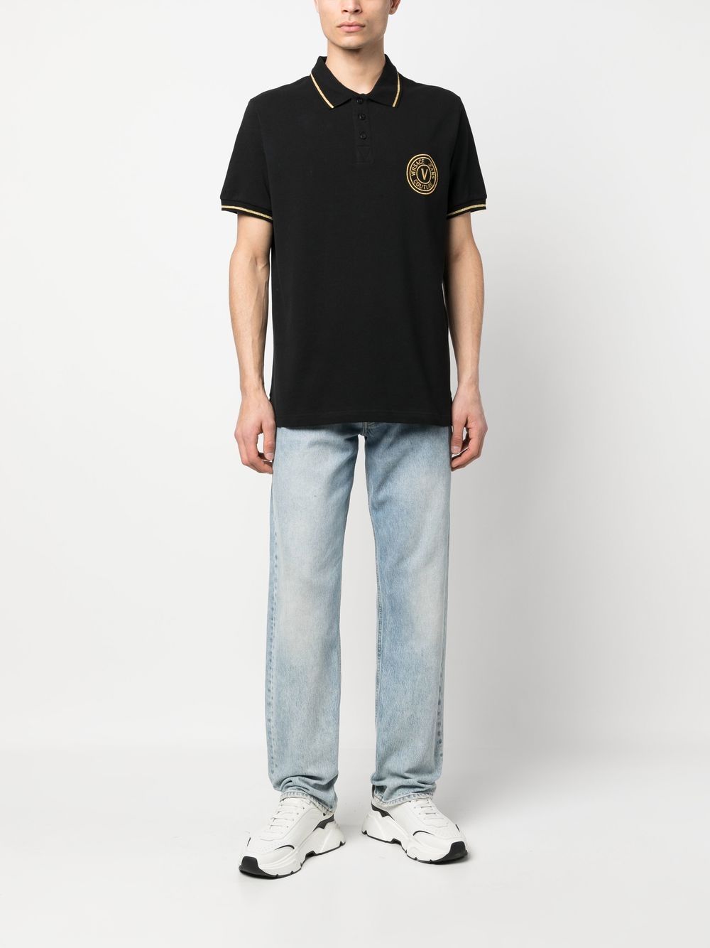 Versace Jeans Couture Poloshirt met logopatch - Zwart