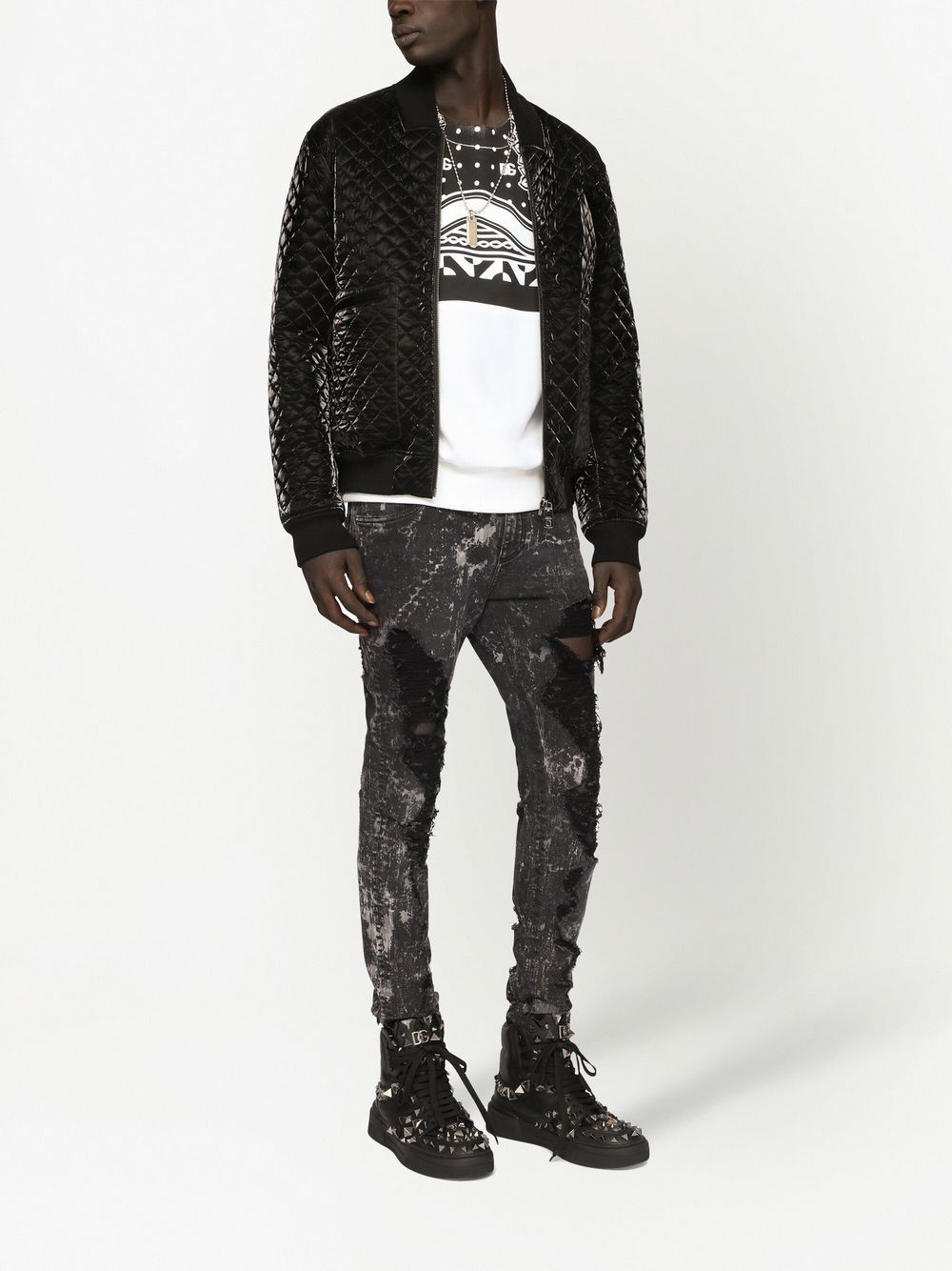 Dolce & Gabbana Sweater met bandanaprint - Wit