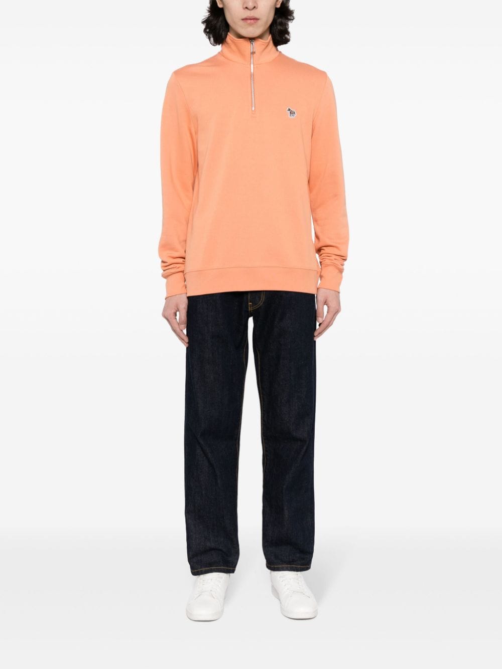PS Paul Smith Katoenen sweater met zebrapatch en halve rits - Oranje