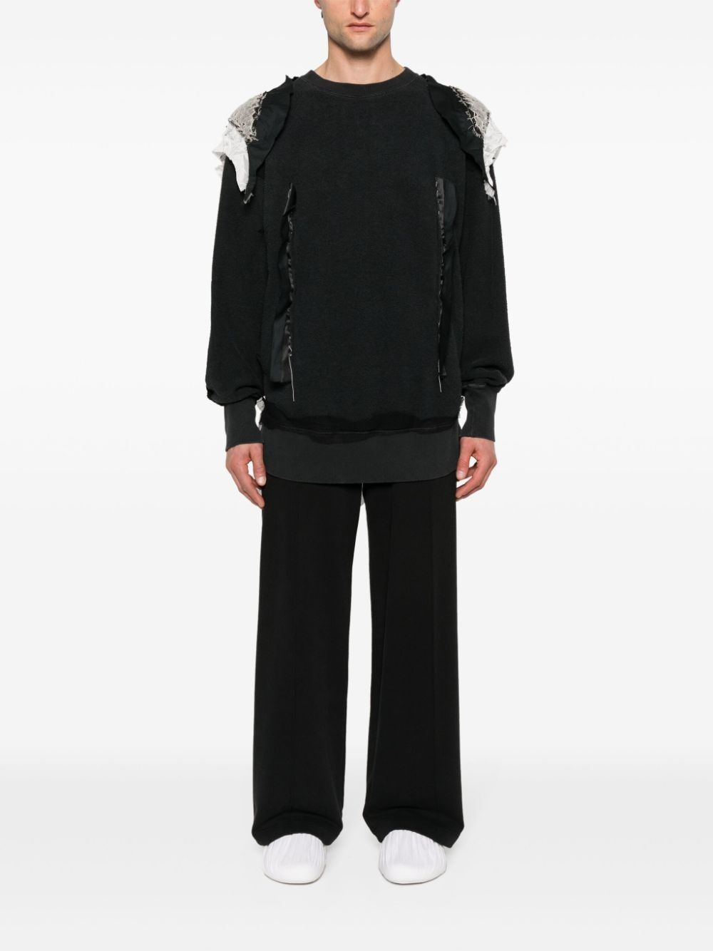 Maison Margiela Badstof sweater met patchwork - Zwart