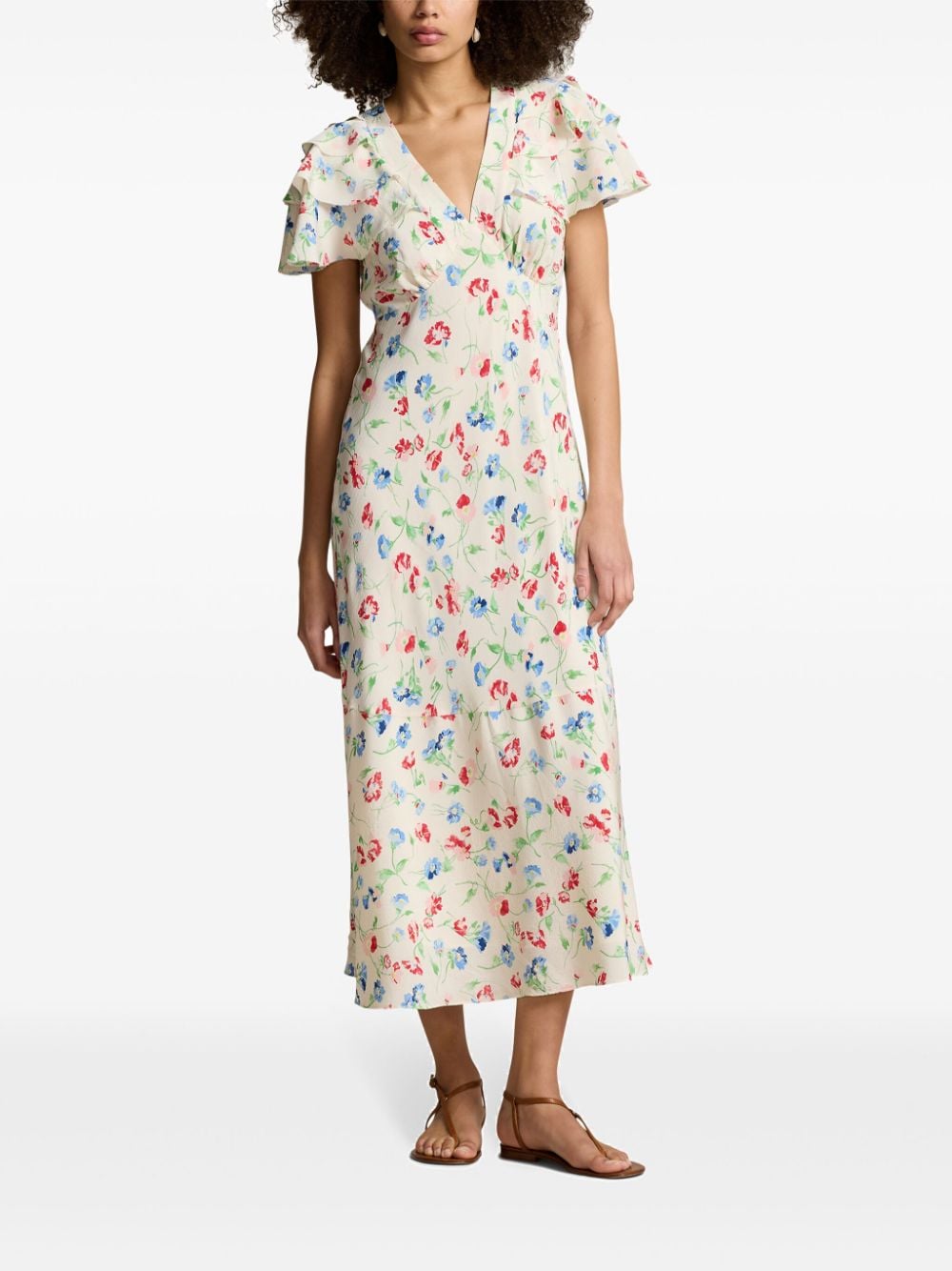 Polo Ralph Lauren Midi-jurk met bloemenprint - Beige
