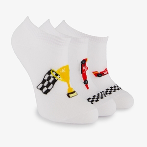 Scapino 3 paar sneaker sokken wit met raceauto