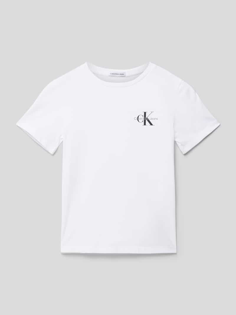 Calvin Klein Jeans T-shirt met labelprint, model 'CHEST MONOGRAM'
