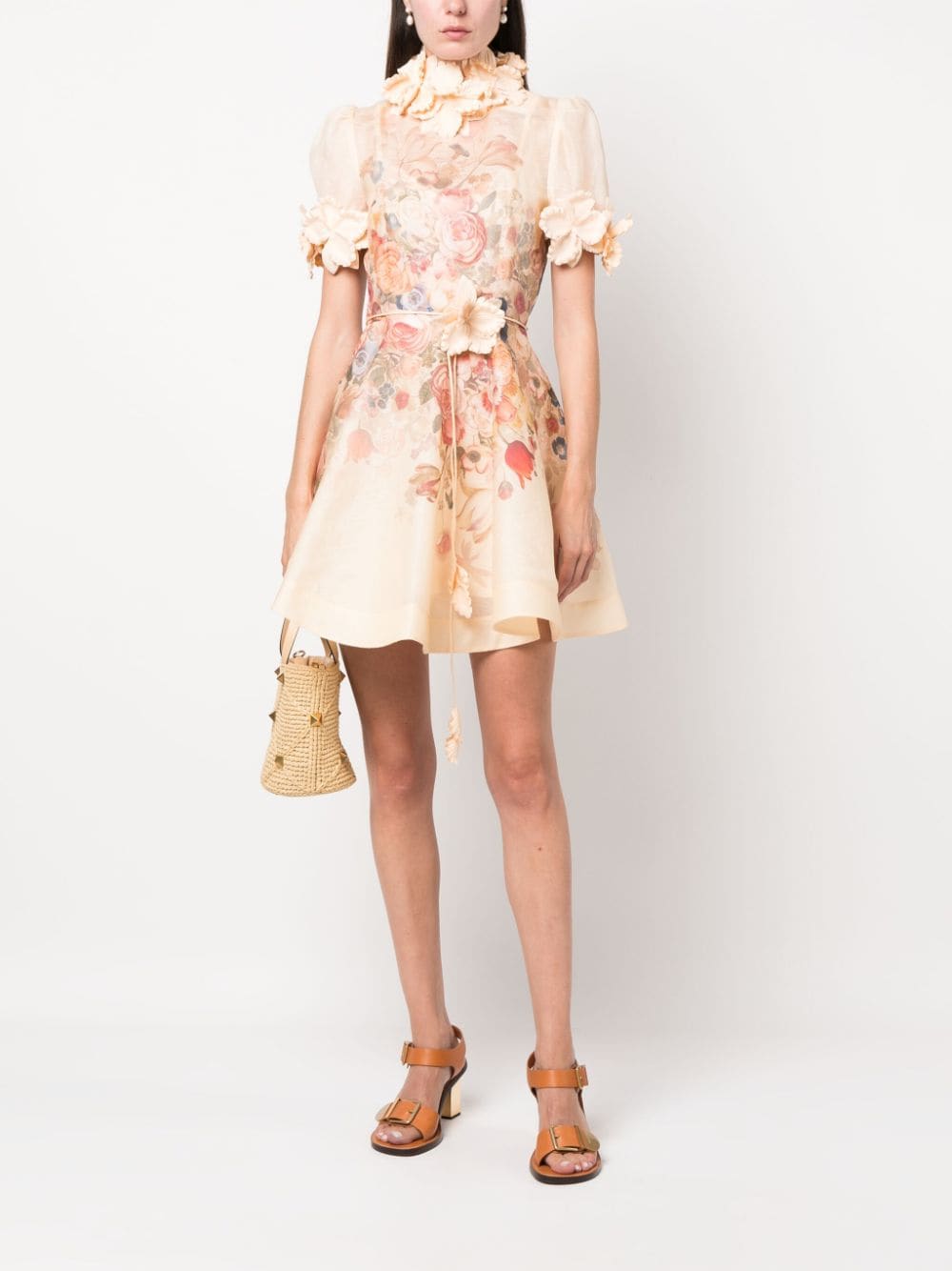 ZIMMERMANN Mini-jurk met bloemenprint - Beige