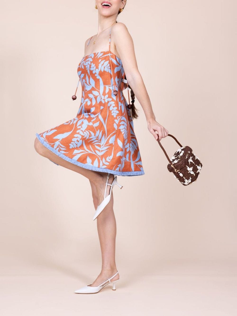 Alexis Linnen mini-jurk - Oranje