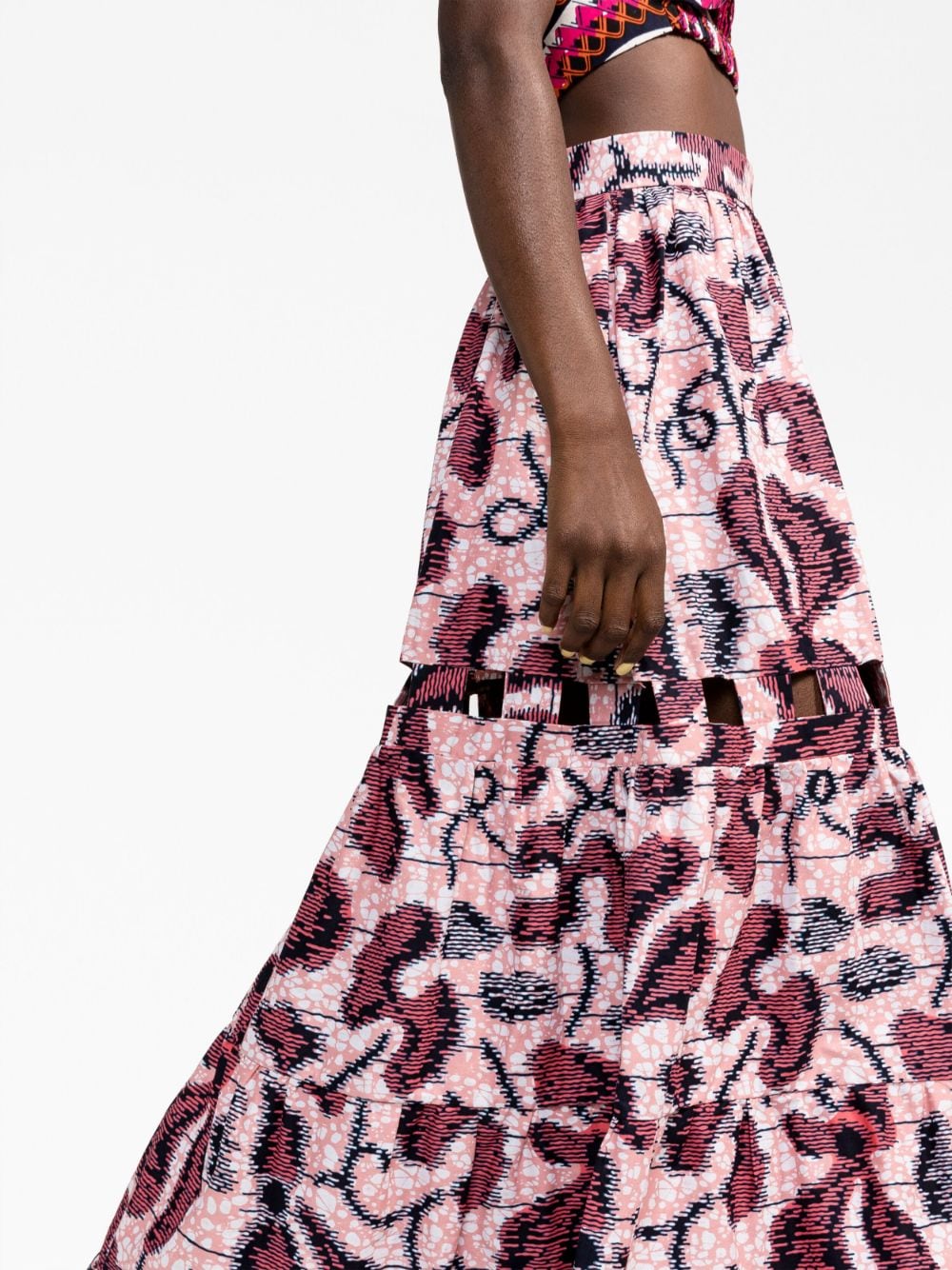 There Was One x Lisa Folawiyo maxi-rok met abstracte print - Roze