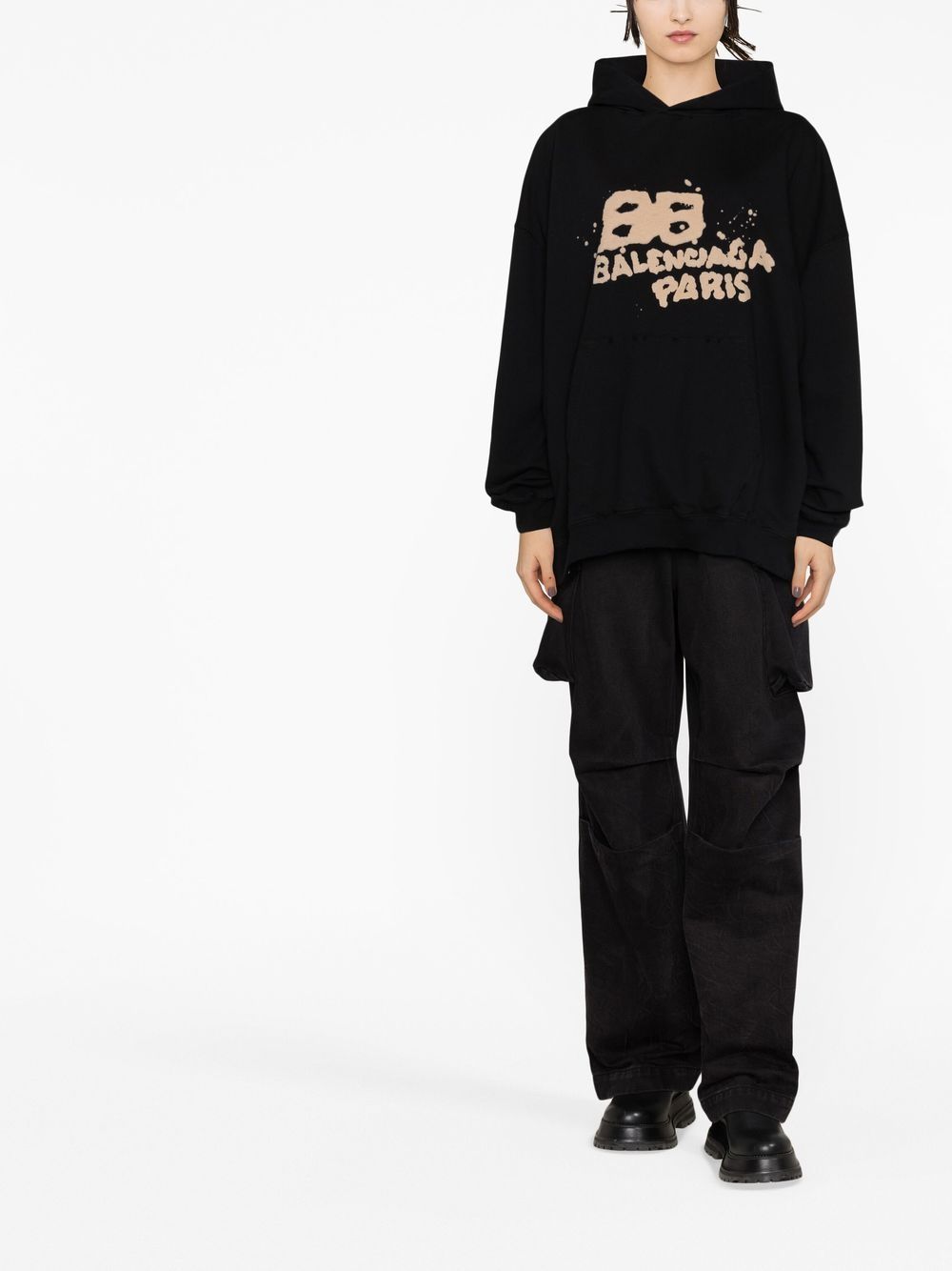 Balenciaga Katoenen hoodie met graffiti logo - Zwart
