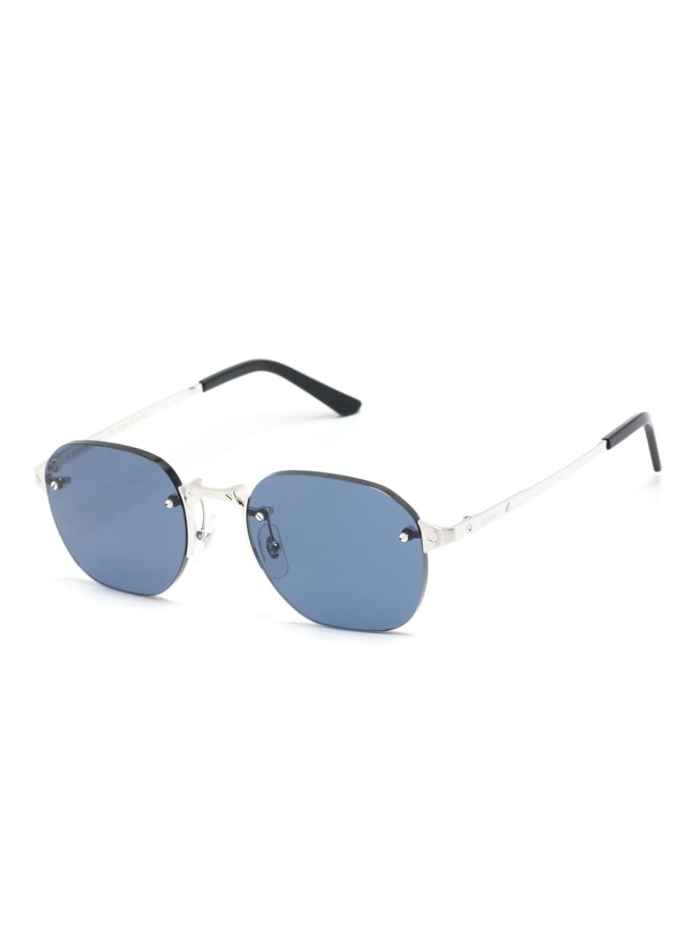 Cartier Eyewear round-frame rimless sunglasses - Blauw