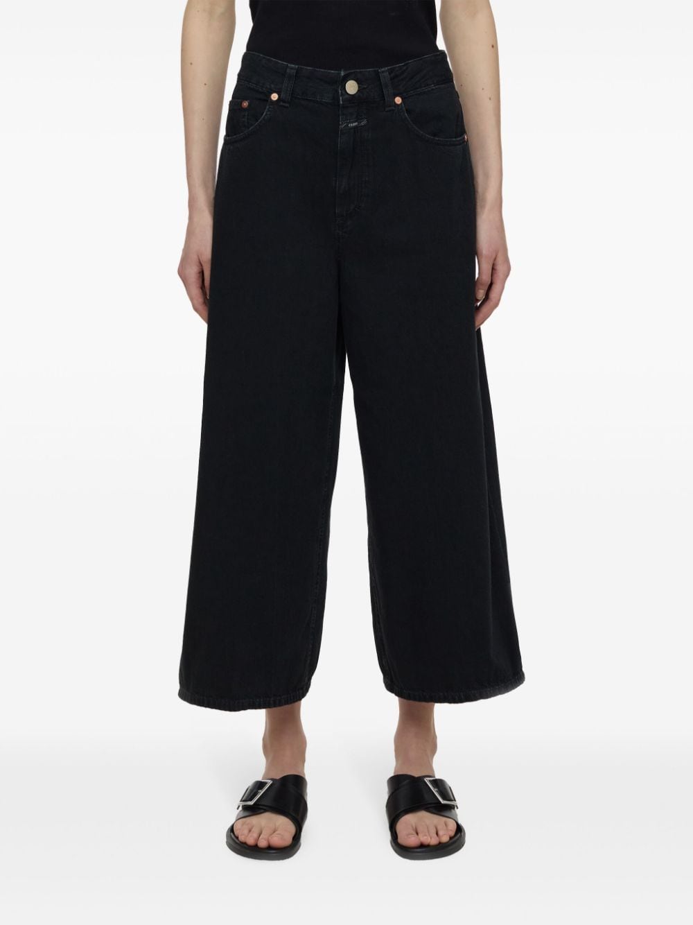 Closed Lyna mid waist cropped jeans - Zwart